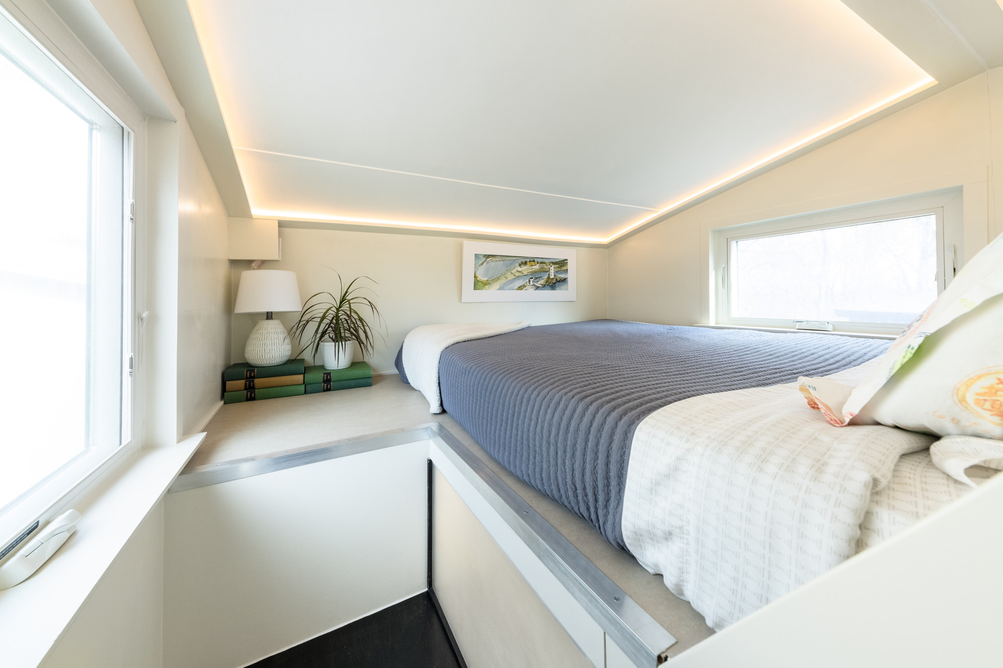 Living area toward loft stairs