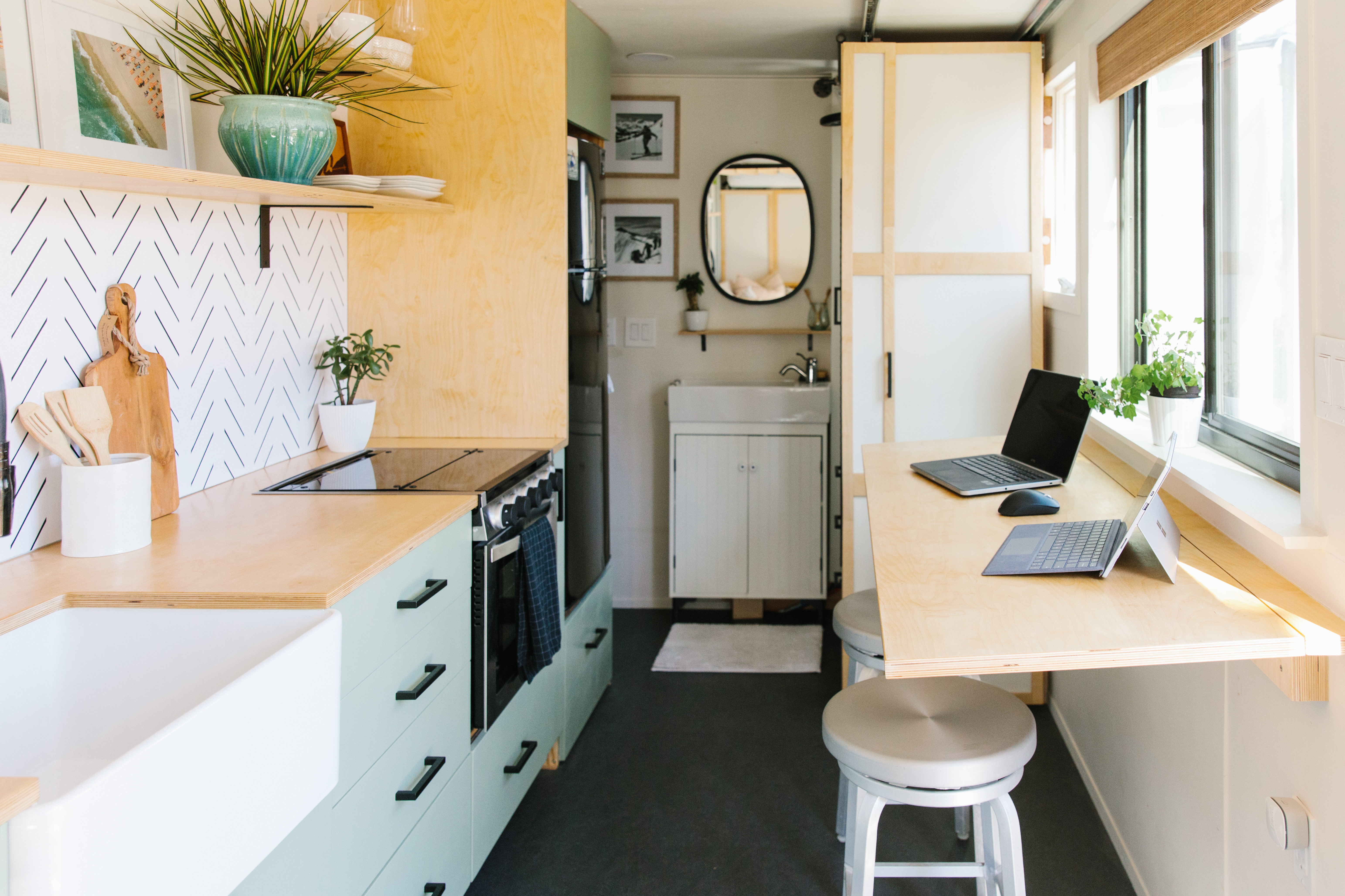 Living area with murphy bed raised